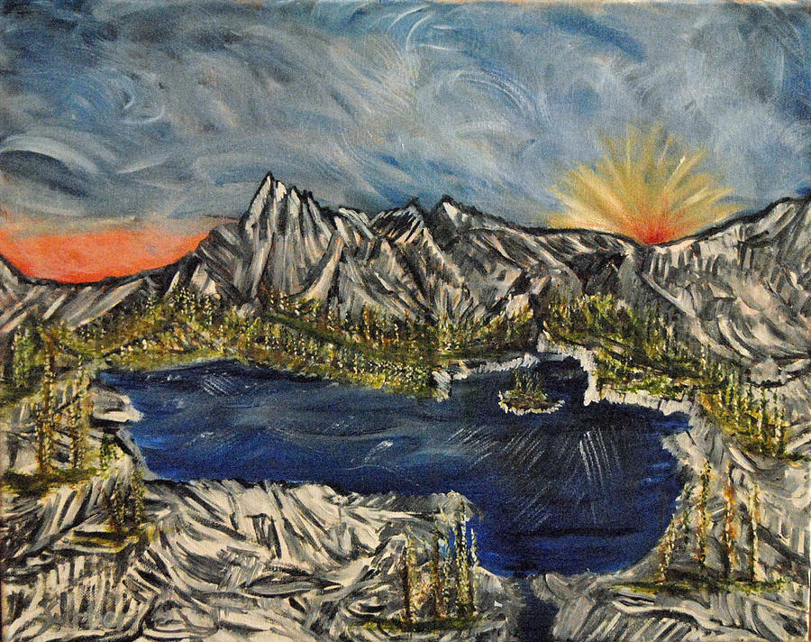 Beartooth Mountain Lake Painting by Suzanne Surber