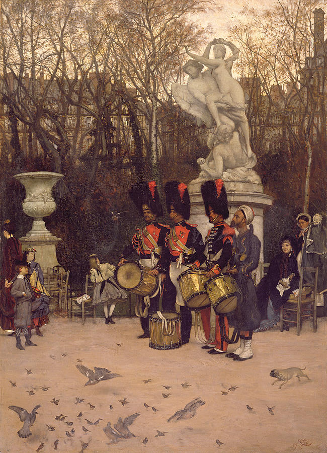 Beating The Retreat In The Tuileries Gardens, 1867 Panel Photograph by James Jacques Joseph Tissot