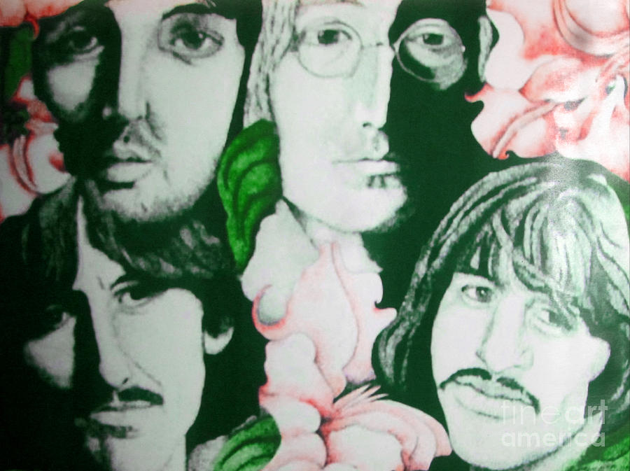 Beatles Among The Flowers Drawing