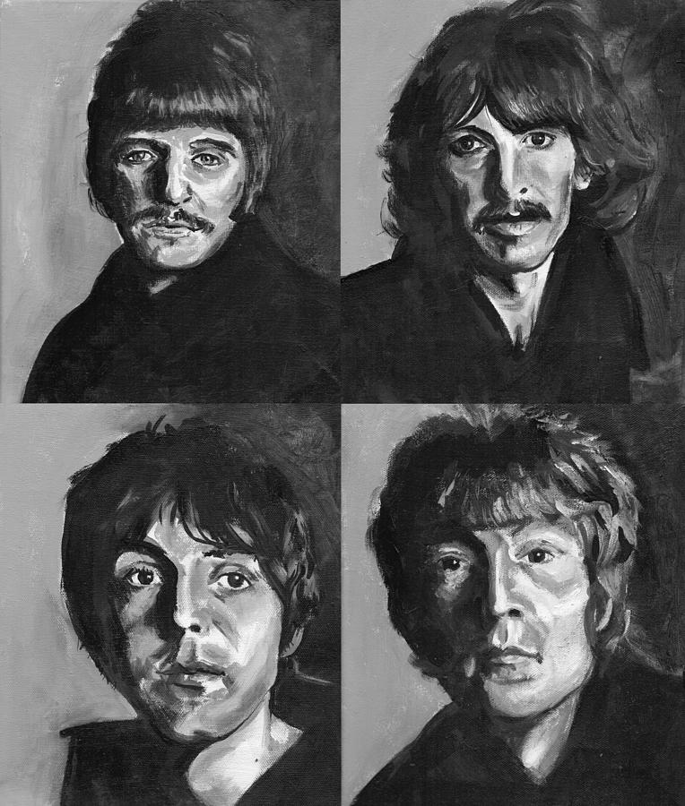 beatles Black n Whaite Painting by Charles Bickel - Fine Art America