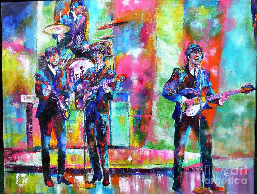 The Beatles Painting - Beatles Ed Sullivan Show by Leland Castro