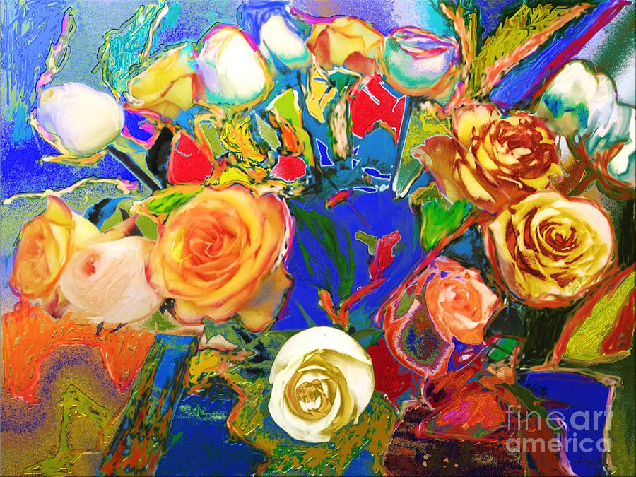 English Flowers Painting - Beatles Flowers Abstract by Eunice Broderick