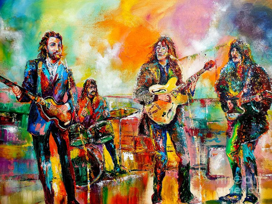 John Lennon Painting - Beatles Rooftop Concert 2 by Leland Castro