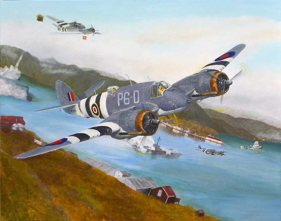 Rnzaf Painting - Beaufighter attack Egersund Norway by Don  Wilkie