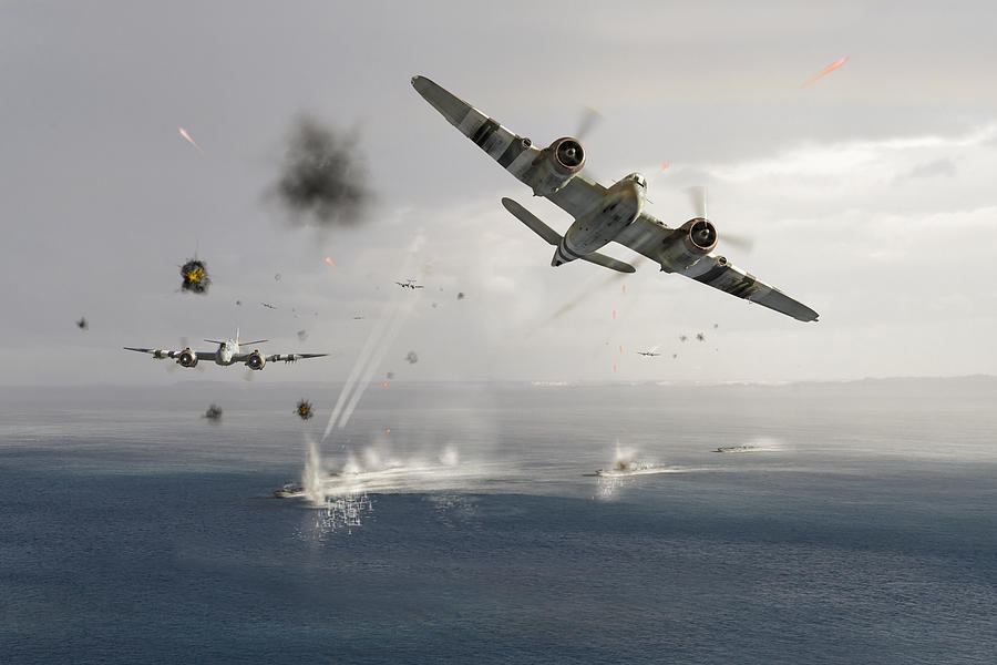 Airplane Photograph - Beaufighters attacking E-boats by Gary Eason