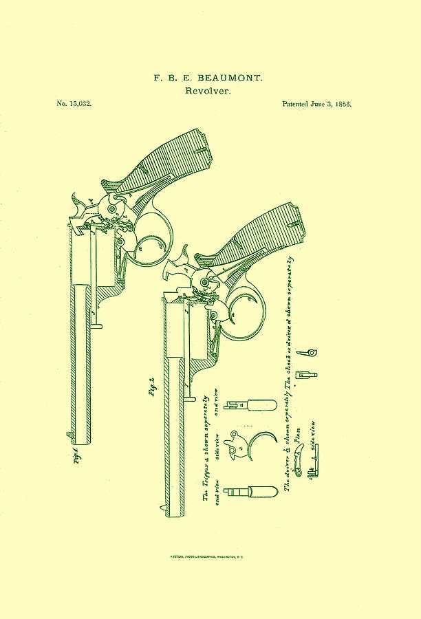 Beaumont Revolver Patent Digital Art by Georgia Clare