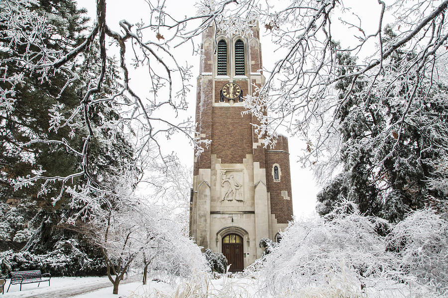 Michigan State University Photograph - Beaumont Tower Ice Storm  by John McGraw