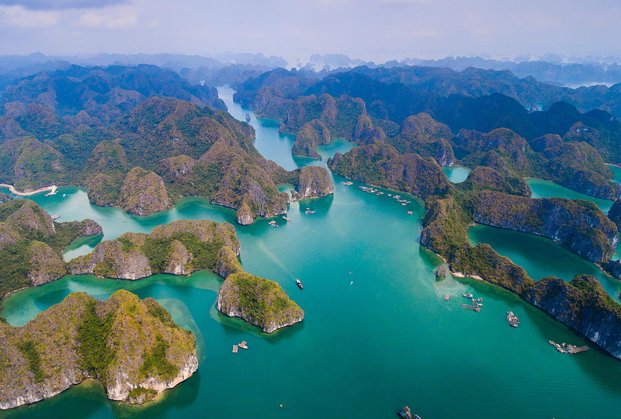 Beautiful aerial sea landscape of Lan Ha bay Photograph by MeogiaPhoto