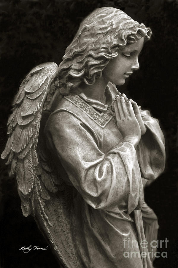 Beautiful Angel Praying Hands Christian Art Print Photograph by Kathy Fornal