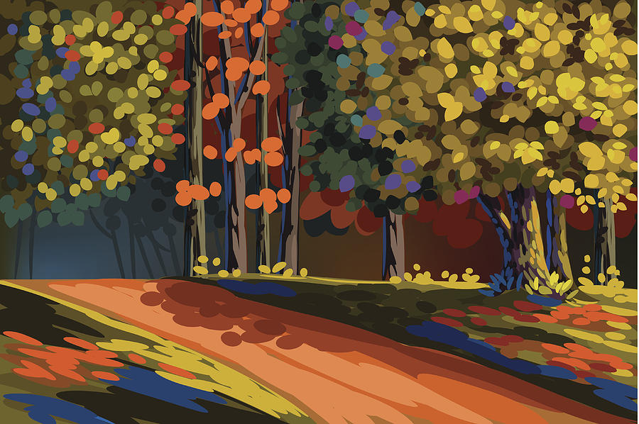 Beautiful Autumn Forest Drawing by LEOcrafts
