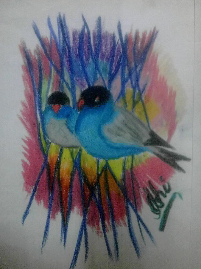 Beautiful Birds Pastel - Beautiful Birds by Syeda Ishrat