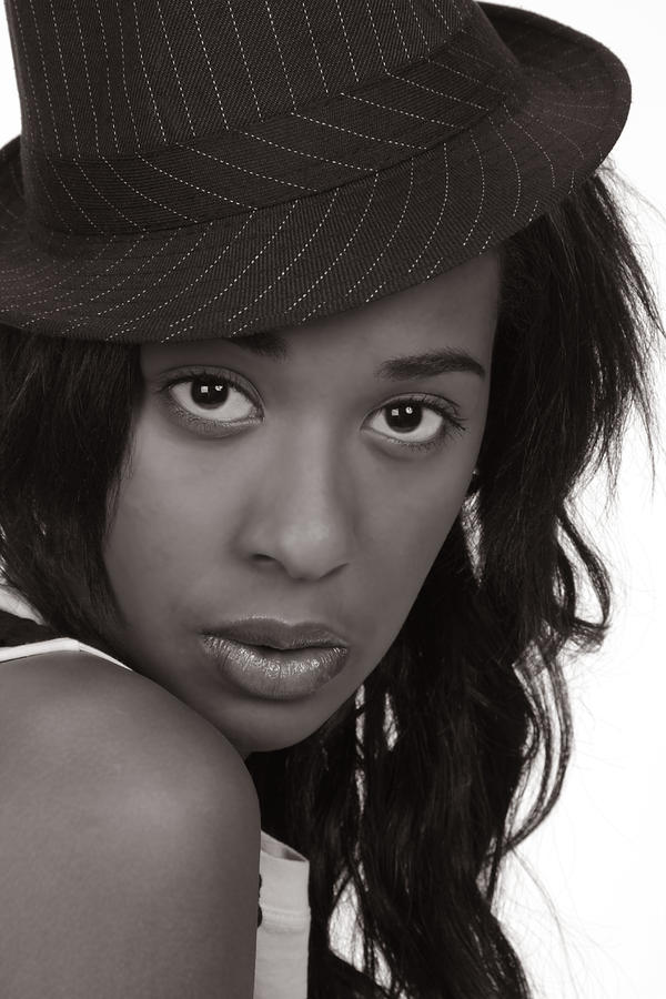 Beautiful Black Woman in a Hat in monochrome Photograph by John Orsbun ...