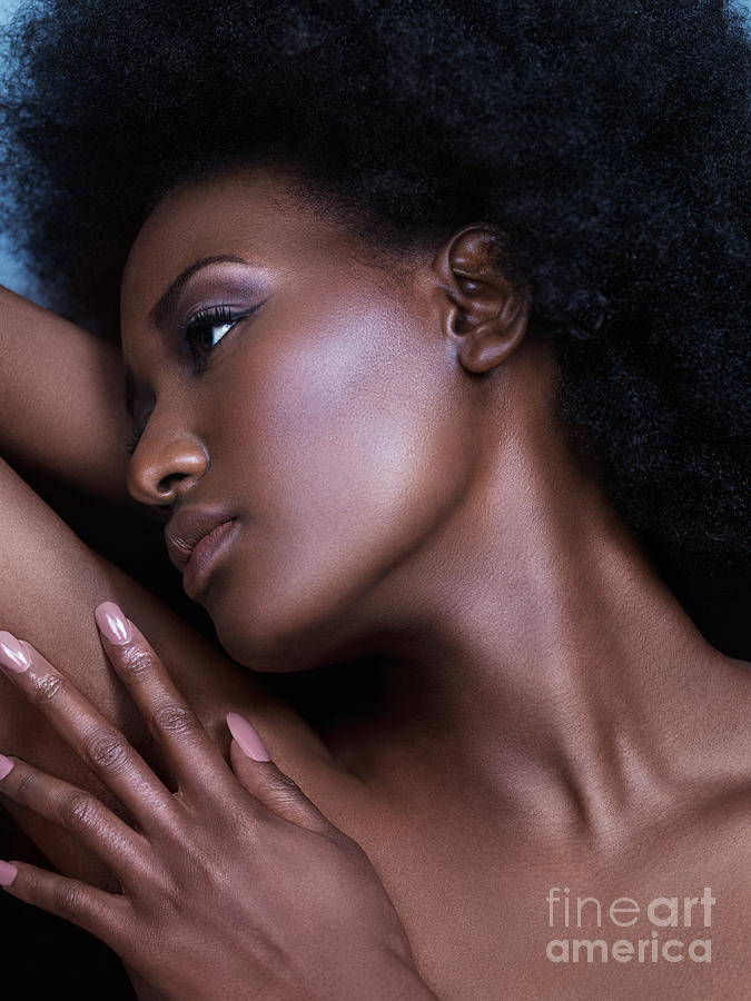 Beautiful black woman sensual face portrait Photograph by Maxim Images  Prints