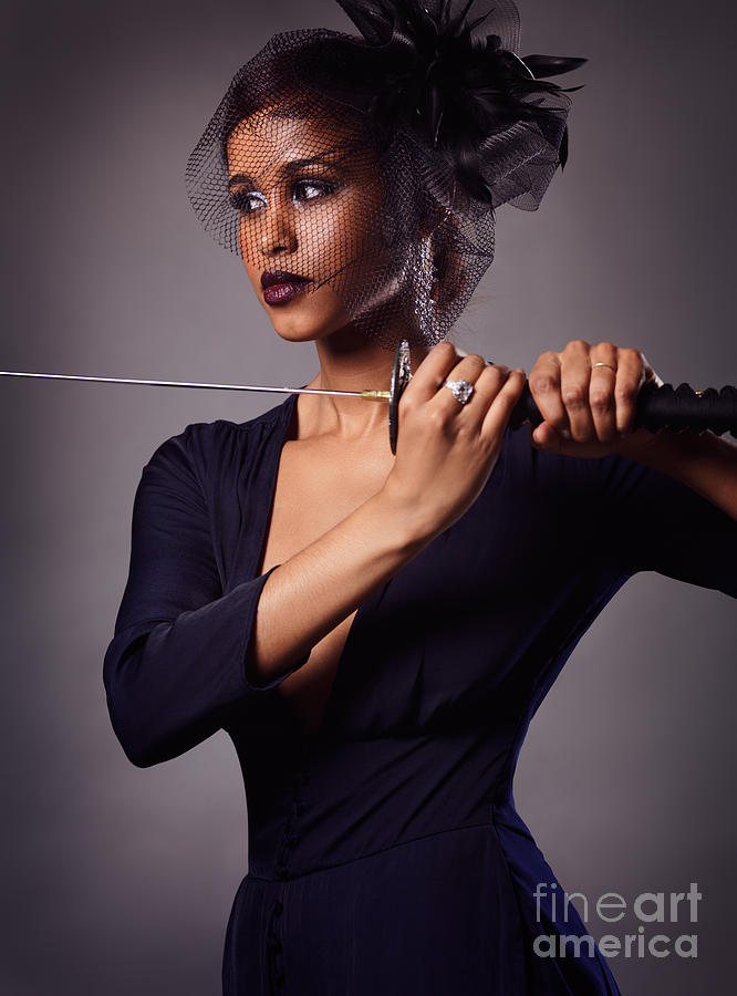 Beautiful Black Woman With A Katana Sword Photograph By Oleksiy Maksymenko