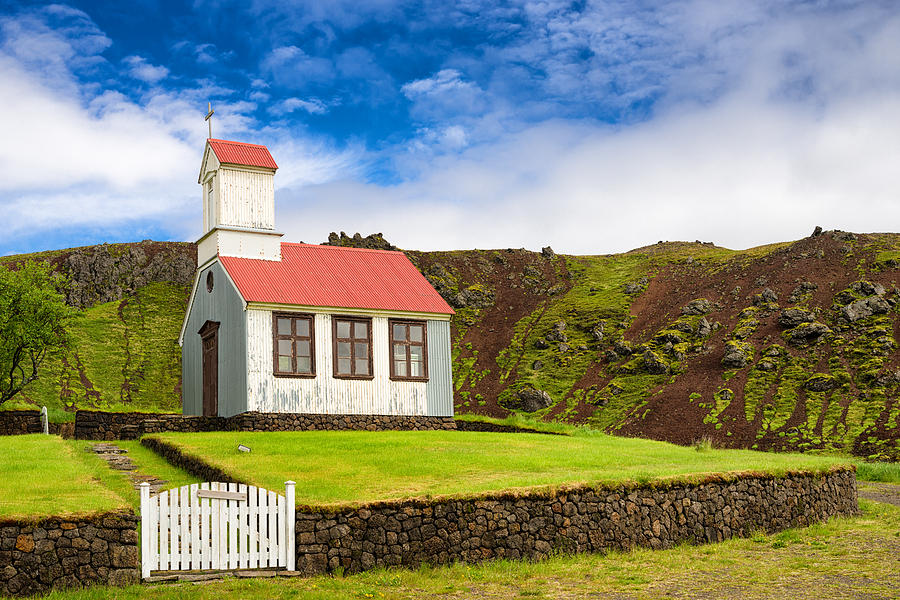Architecture Photograph - Beautiful church Ytri-Raudamelur Iceland by Matthias Hauser