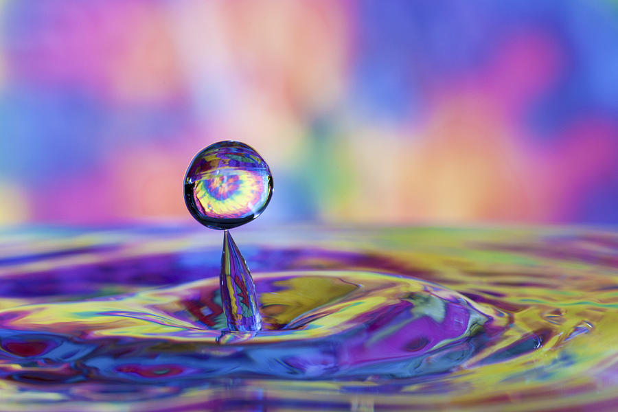 Abstract Photograph - Beautiful Colorful Water Drop and Splash by Judy Kennamer