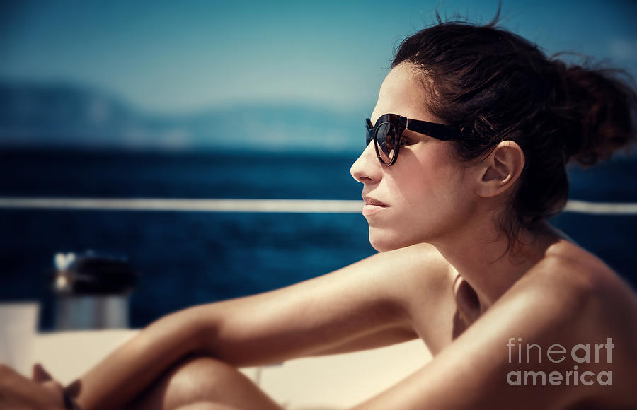 Summer Photograph - Beautiful female on the yacht by Anna Om
