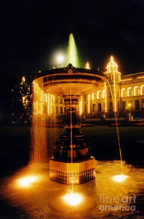 Fountain Photograph - Beautiful Fountain at Night by John Malone