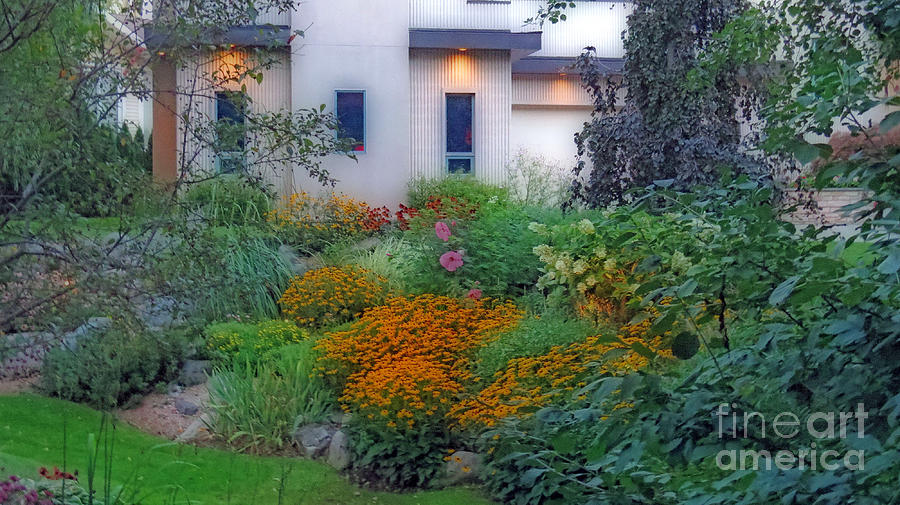 Beautiful Garden At Twilight Digital Art by Kay Novy