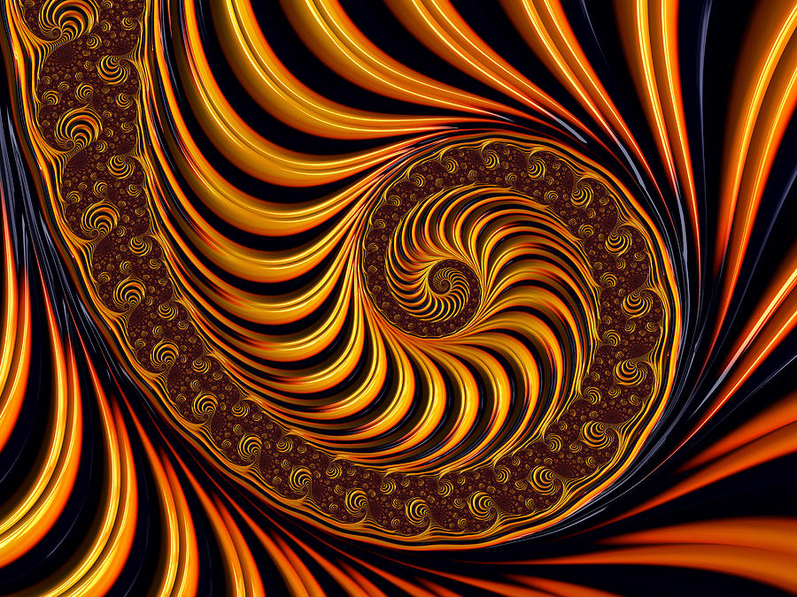 Beautiful golden fractal spiral artwork by Matthias Hauser