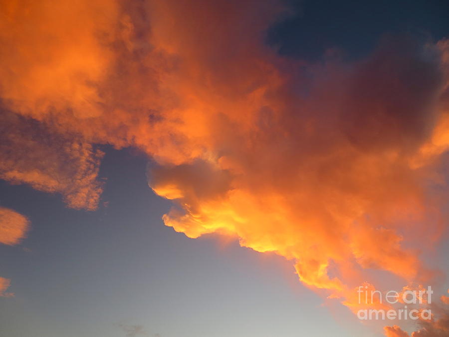 Beautiful Golden Sunset Clouds with a gradated blue sky. Photograph by Robert Birkenes
