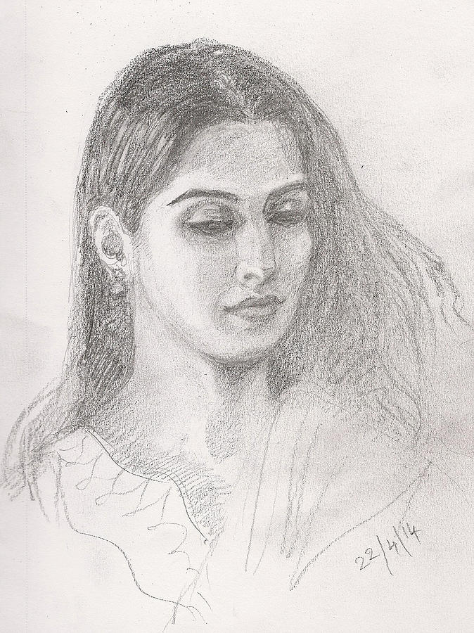 Beautiful Indian Women Drawing by Mangaleshwari Ramakrishnan - Fine Art  America
