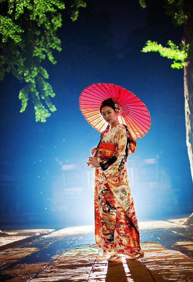 Beautiful japanese woman with kimono in Tokyo, Japan Photograph by Eli_asenova
