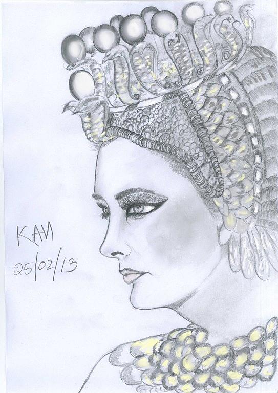 Beautiful Lady Drawing by Kaveind Kavi Mk