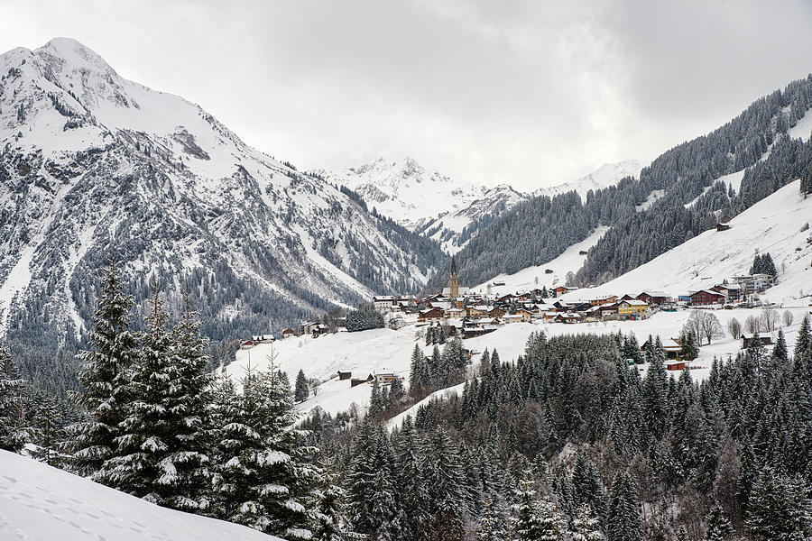 Beautiful little town Mittelberg in Kleinwalsertal Austria in winter Photograph by Matthias Hauser