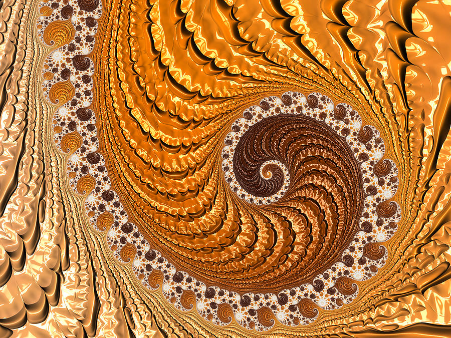 Abstract Digital Art - Beautiful luxe golden and brown spiral by Matthias Hauser