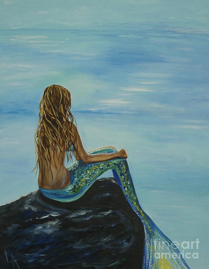 Beautiful Magic Mermaid Painting by Leslie Allen