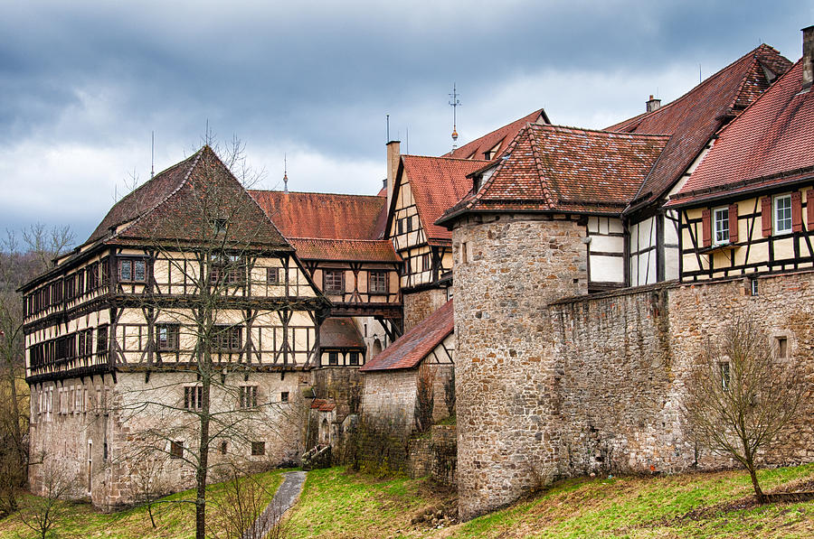 Beautiful old medieval town with city wall and half-timbered houses Photograph by Matthias Hauser