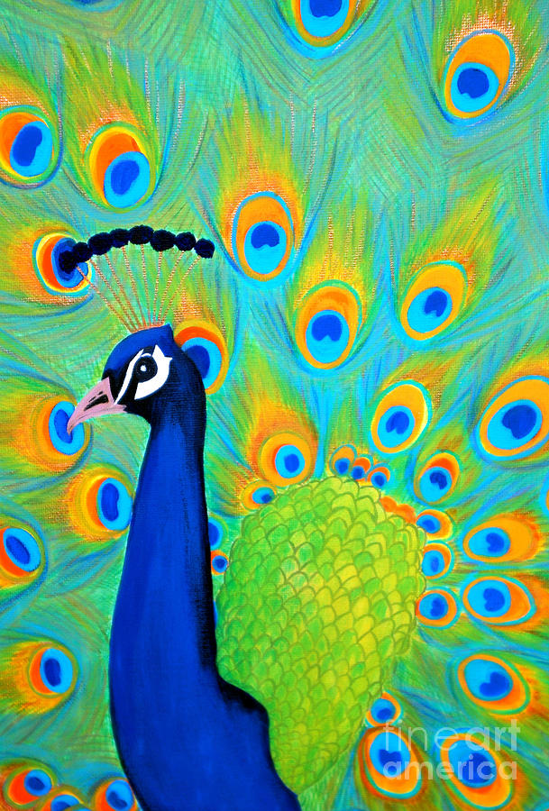 Beautiful Peacock  Painting by Oksana Semenchenko