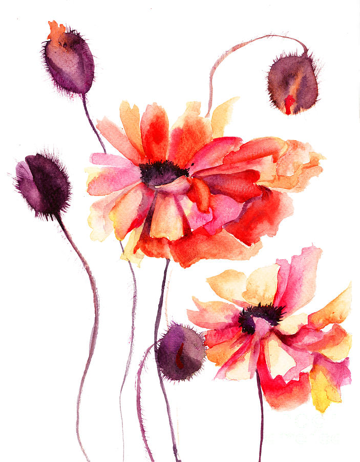 Beautiful Poppy flowers Painting by Regina Jershova