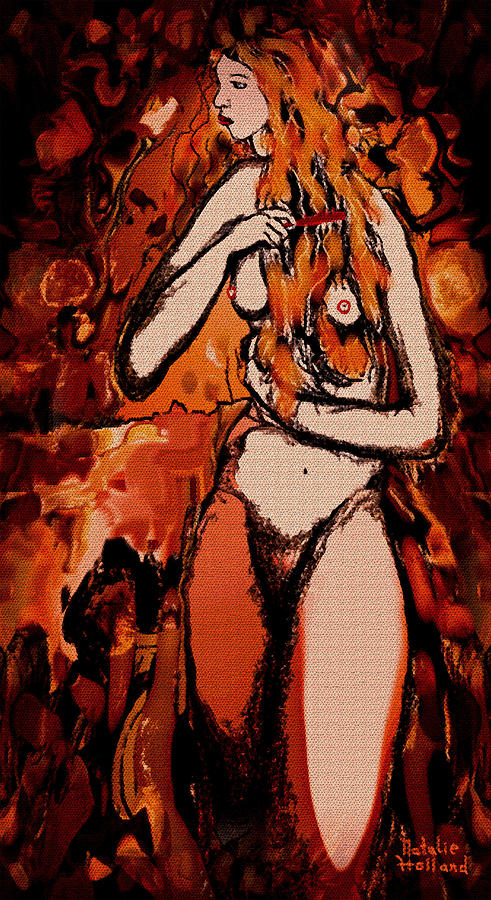Nude Mixed Media - Beautiful Redhead by Natalie Holland