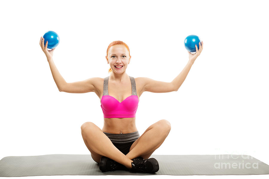Beautiful Sensual Woman Doing Fitness With Balls Photograph