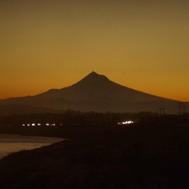 Beautiful Silhouette Of Mt. Hood At Photograph by Mike Warner