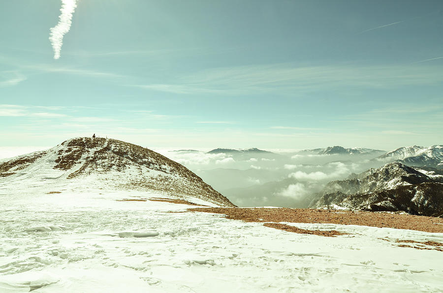 Beautiful Snowy Mountain Landscape Over Photograph by Volanthevist