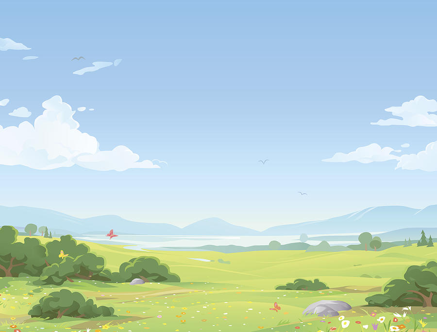 Beautiful Summer Landscape Drawing by Kbeis