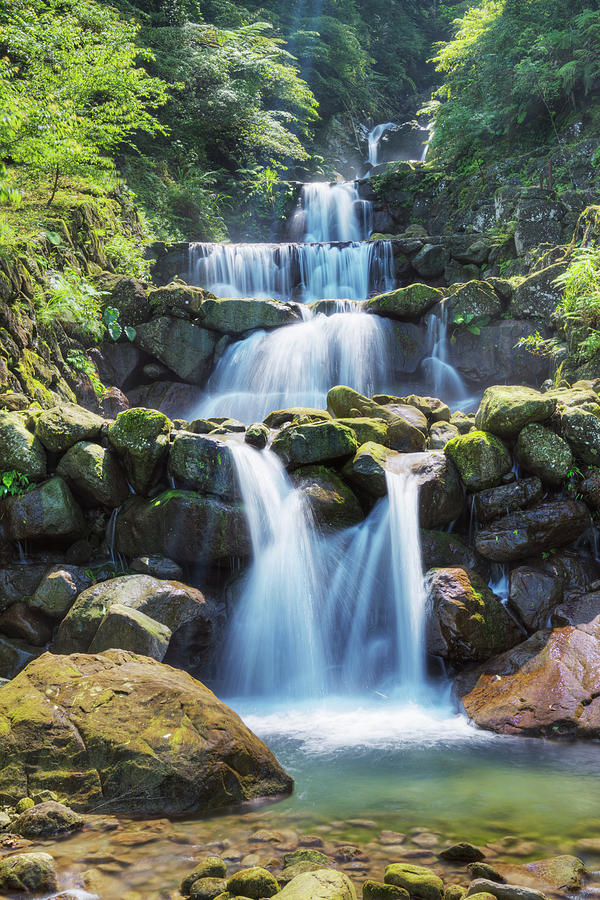 Beautiful Waterfall From The Mountain Photograph by Leren Lu