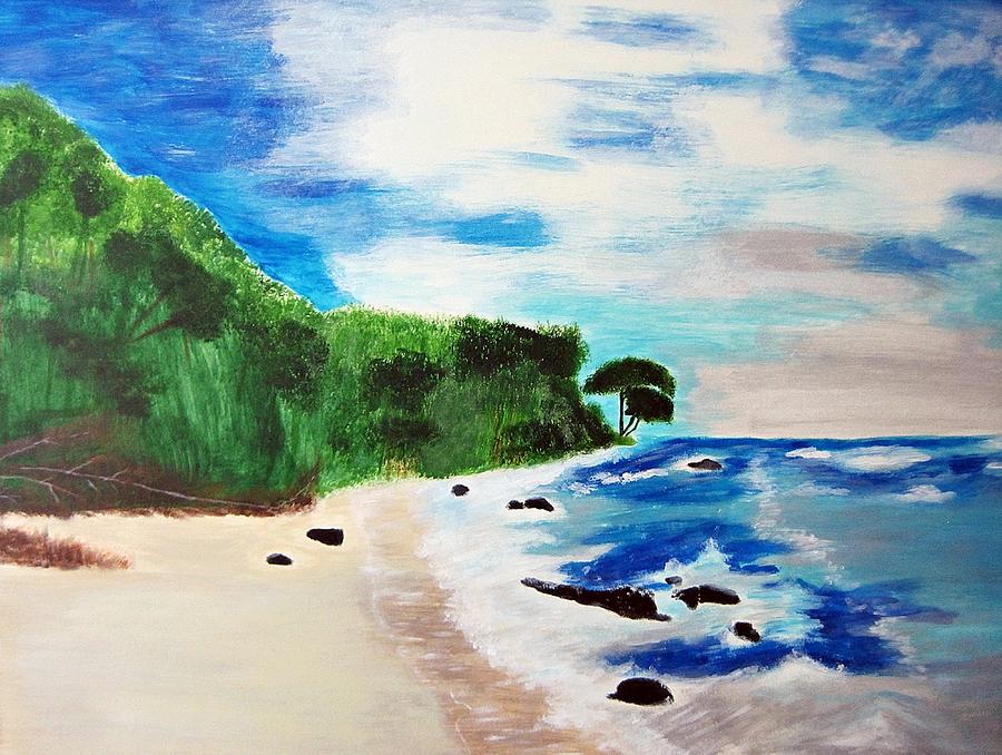 Beach Painting - Beautiful waters of Los Iros Beach Trinidad by Waheeda Ramnath