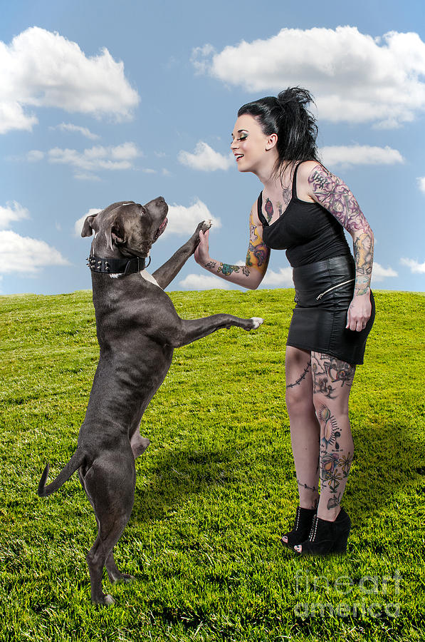 Beautiful Woman And Pit Bull Photograph By Rob Byron