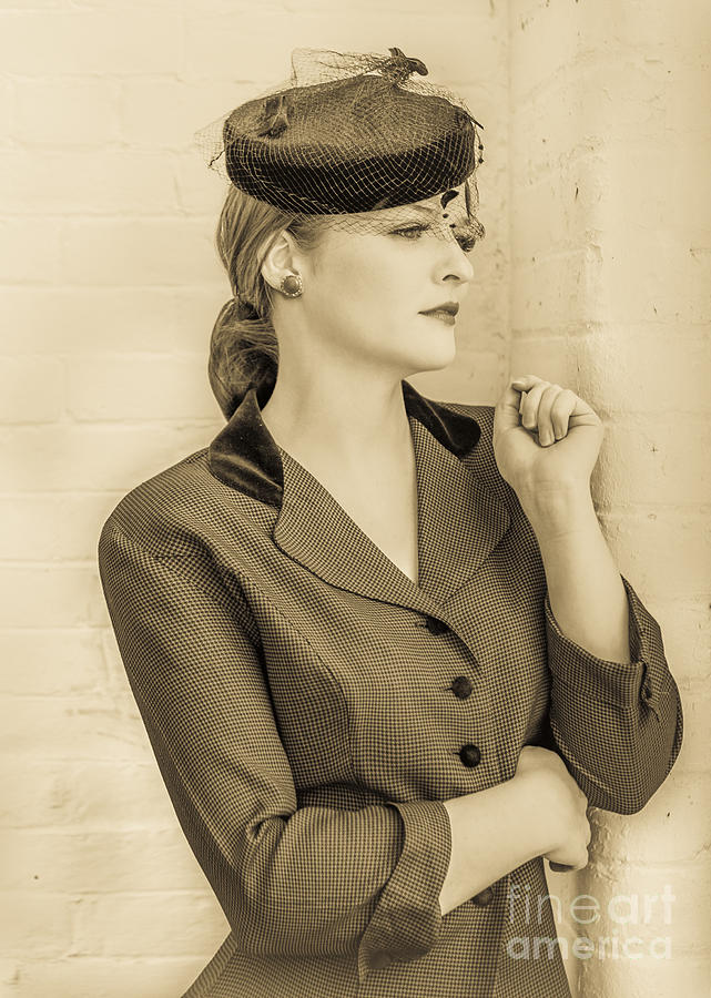 Beautiful Woman In Vintage Forties Clothing Photograph