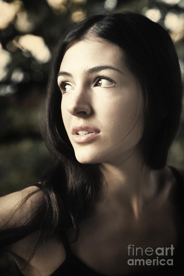 Woman Photograph - Beautiful Young Hispanic Woman Looking Away From Camera by Joe Fox