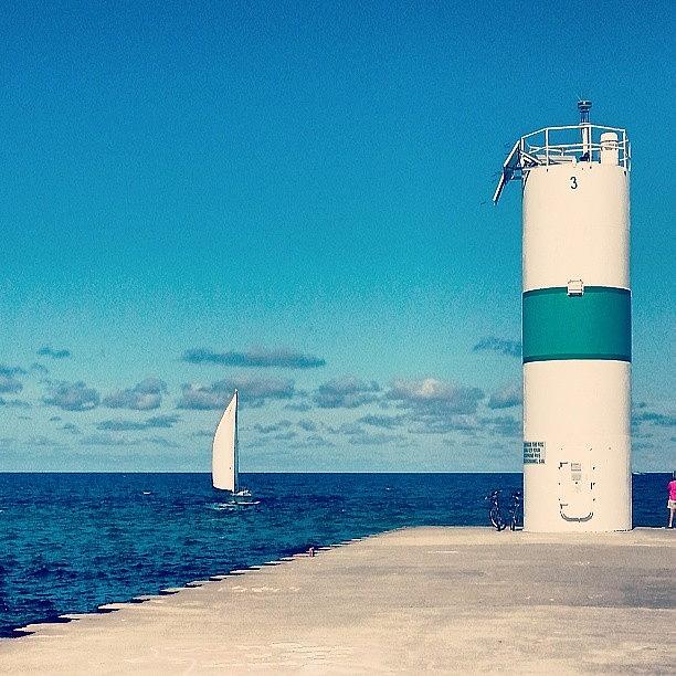 Pier Photograph - Beauty & Boats #pentwater #sailboat by Allison Richards