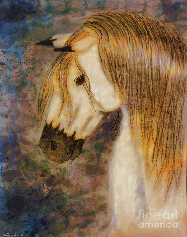 Beauty and Strength Golden Mane Mixed Media by Debbie Portwood