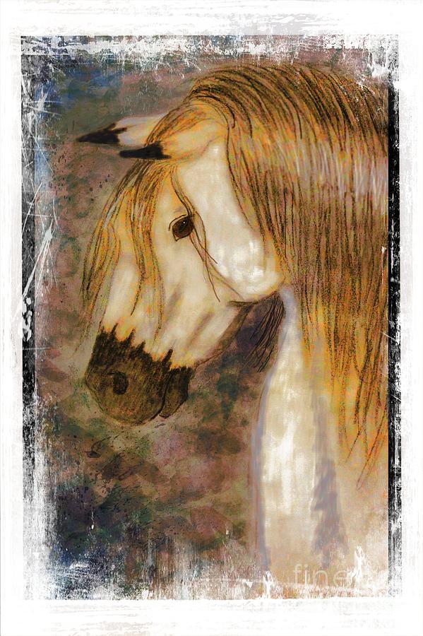 Beauty and Strength Golden Mane I Mixed Media by Debbie Portwood
