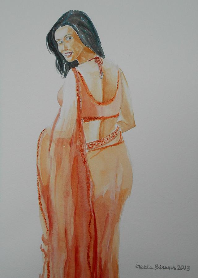 Saree Painting - Beauty in Saree by Geeta Yerra