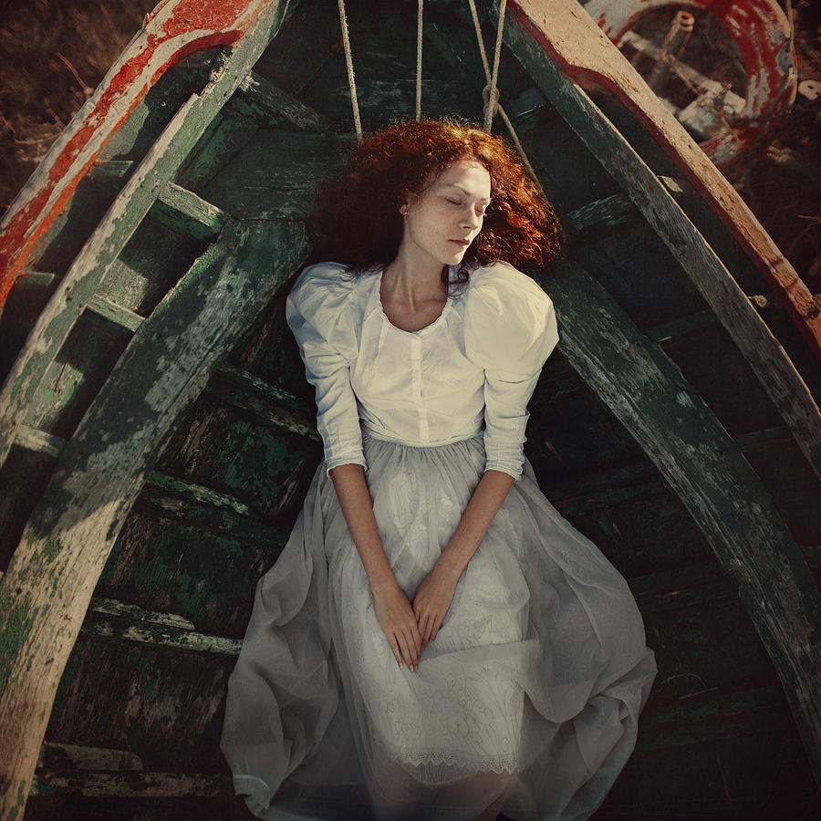 Vintage Photograph - Beauty in the boat by Anka Zhuravleva
