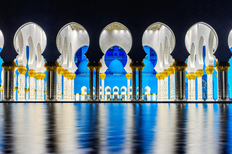 Beauty of Symmetry at Grand Mosque Abu Dhabi Photograph by Sack